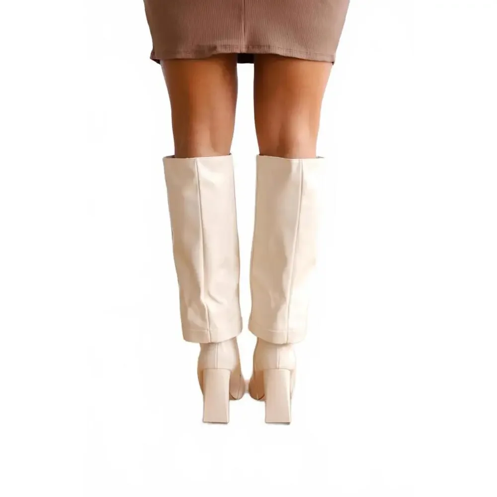 Lulus Lorlia Almond Square Toe Knee High Boots - 7 NWOB